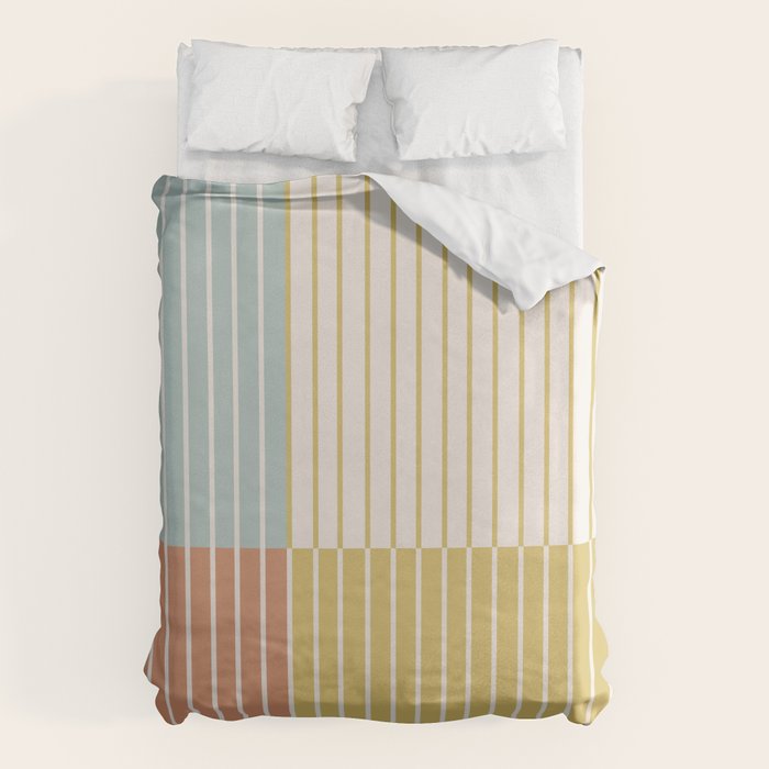 Color Block Line Abstract IX Coastal Beachy Duvet Cover Gallery Image 1