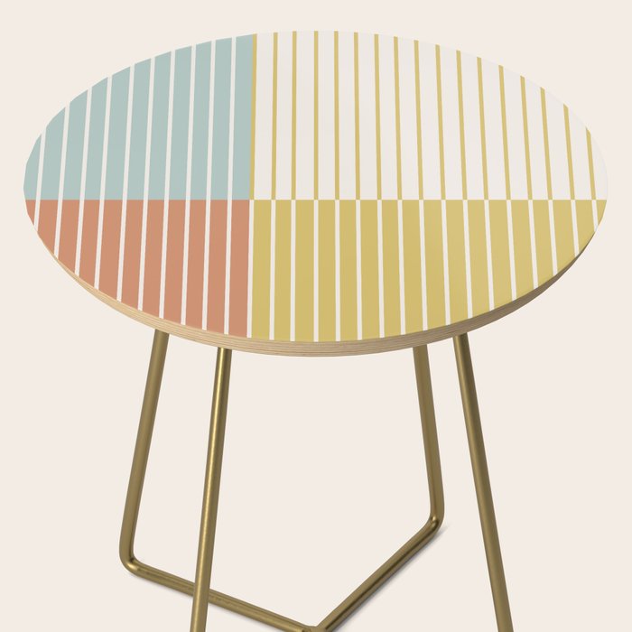 Color Block Line Abstract IX Coastal Beachy Side Table Gallery Image 2