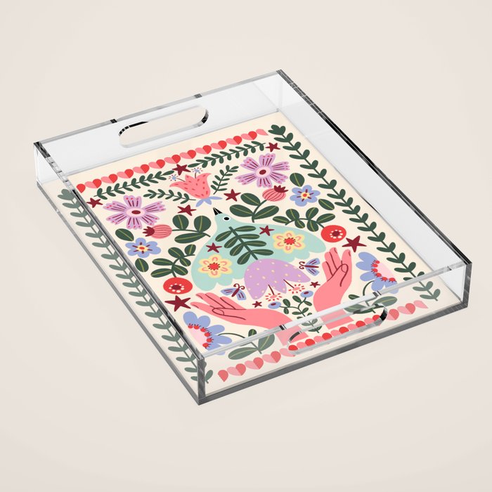 Folk Flora - Liberty Acrylic Tray Gallery Image 1