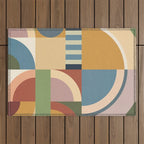 Abstract Bauhaus Geometry Sophisticated Autumn Outdoor Rug Gallery Image 1