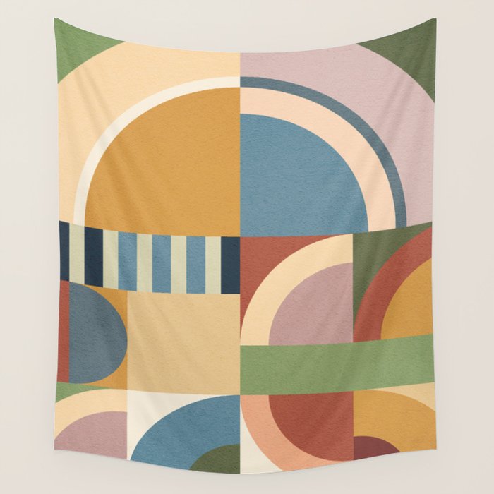 Abstract Bauhaus Geometry Sophisticated Autumn Wall Tapestry Gallery Image 4