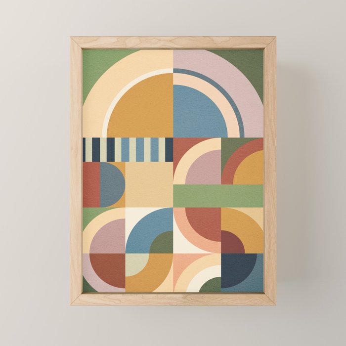 Abstract Bauhaus Geometry Sophisticated Autumn Mini Art Print Gallery Image 1
