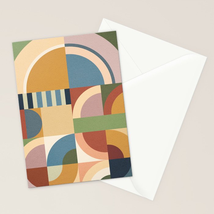 Abstract Bauhaus Geometry Sophisticated Autumn Stationery Card Gallery Image 2