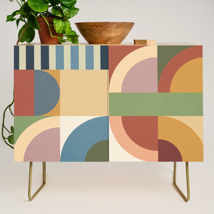 Abstract Bauhaus Geometry Sophisticated Autumn Credenza Gallery Image 1