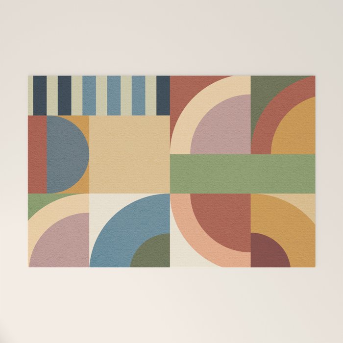 Abstract Bauhaus Geometry Sophisticated Autumn Welcome Mat Gallery Image 1