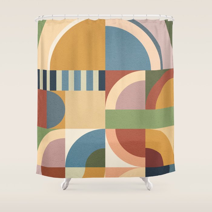 Abstract Bauhaus Geometry Sophisticated Autumn Shower Curtain Gallery Image 1