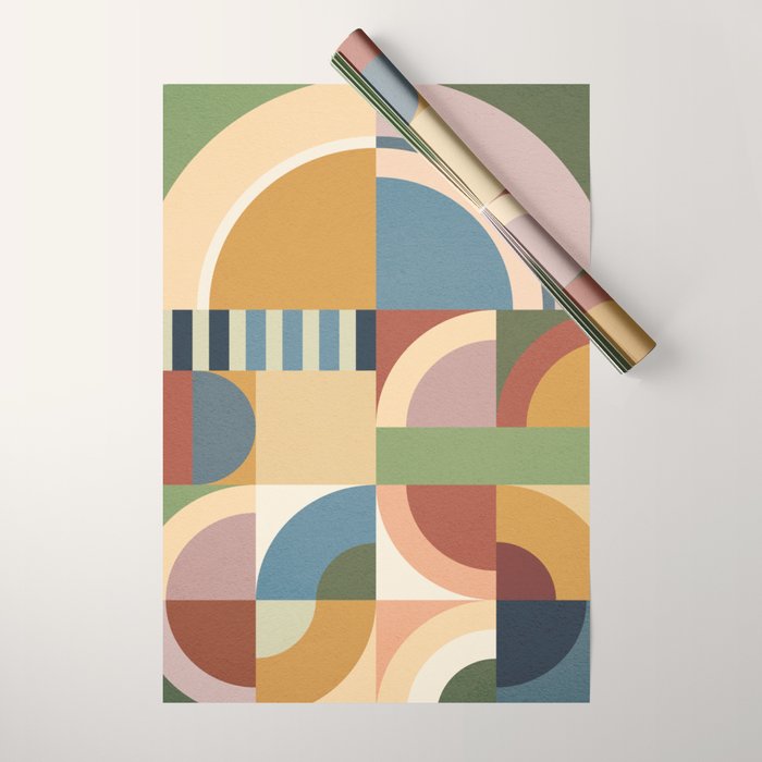 Abstract Bauhaus Geometry Sophisticated Autumn Wrapping Paper Gallery Image 1