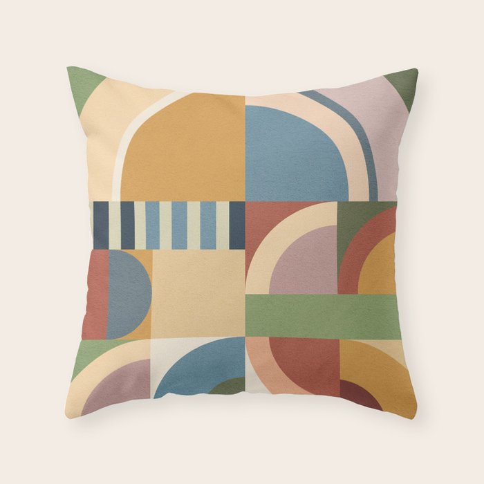 Abstract Bauhaus Geometry Sophisticated Autumn Throw Pillow Gallery Image 1