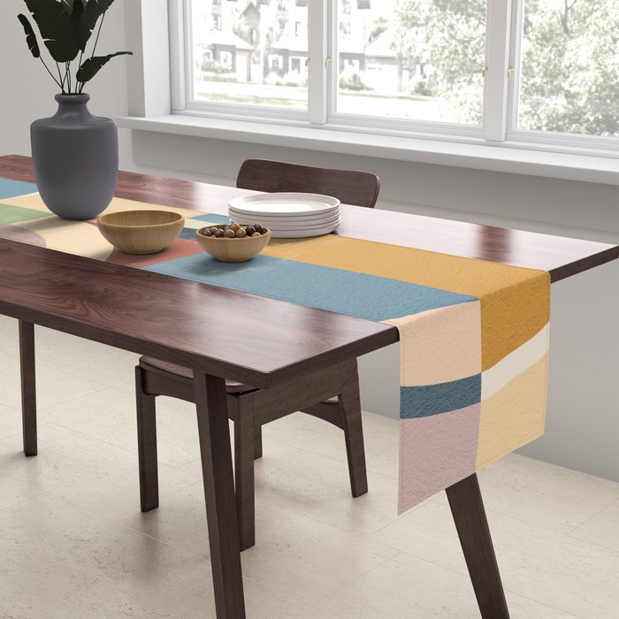 Abstract Bauhaus Geometry Sophisticated Autumn Table Runner Gallery Image 2