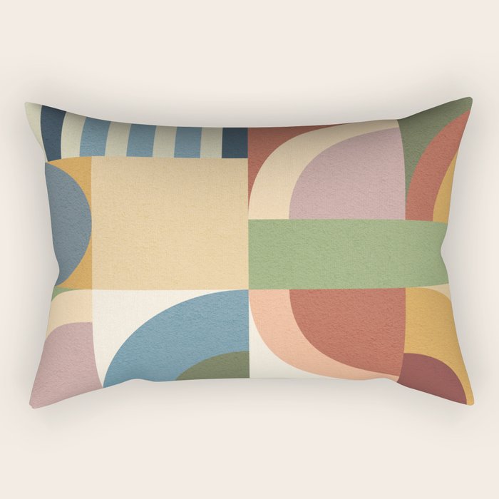 Abstract Bauhaus Geometry Sophisticated Autumn Rectangular Pillow Gallery Image 1