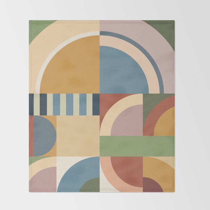 Abstract Bauhaus Geometry Sophisticated Autumn Throw Blanket Gallery Image 2