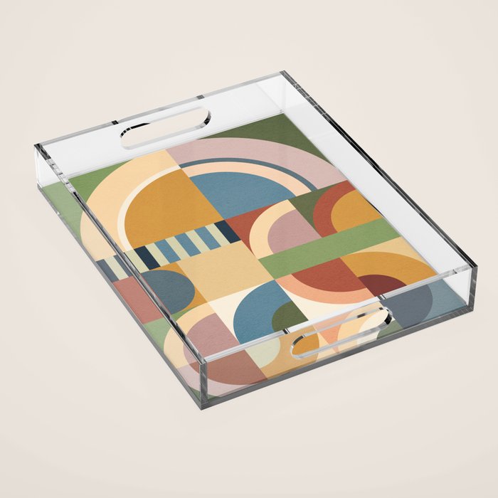 Abstract Bauhaus Geometry Sophisticated Autumn Acrylic Tray Gallery Image 1