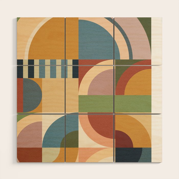 Abstract Bauhaus Geometry Sophisticated Autumn Wood Wall Art Gallery Image 1