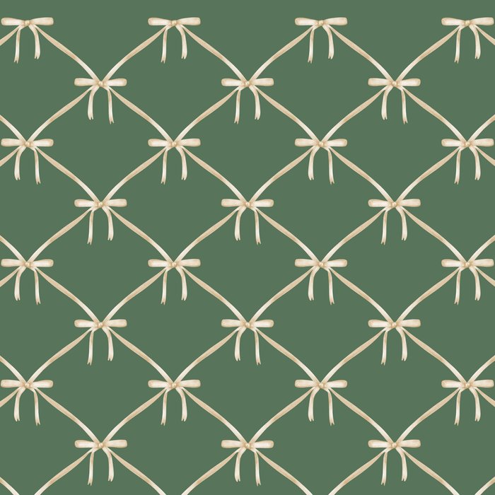 Bows & Ribbons Pattern XXVI Natural Green Coffee Mug Gallery Image 2
