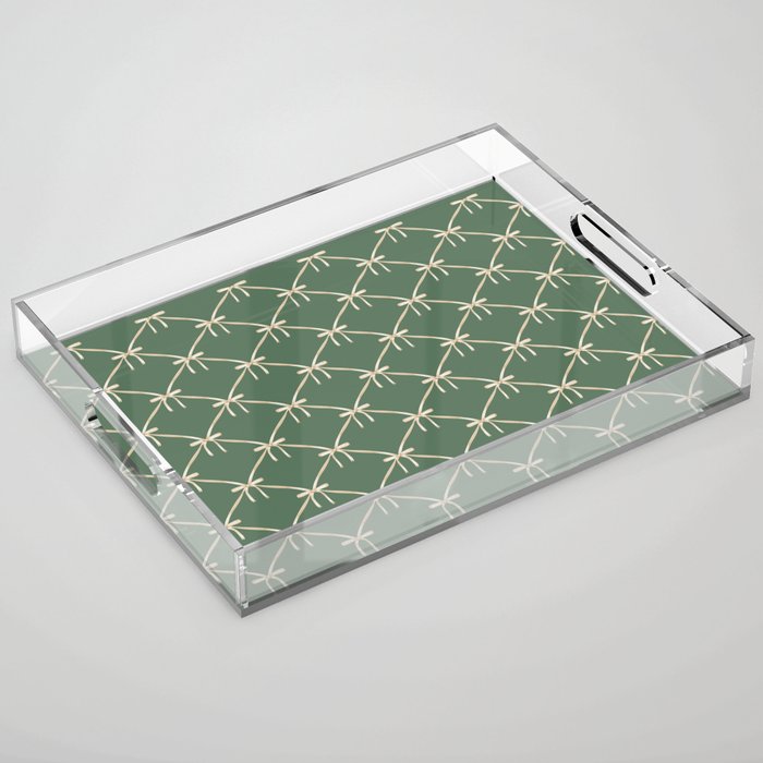Bows & Ribbons Pattern XXVI Natural Green Acrylic Tray Gallery Image 1