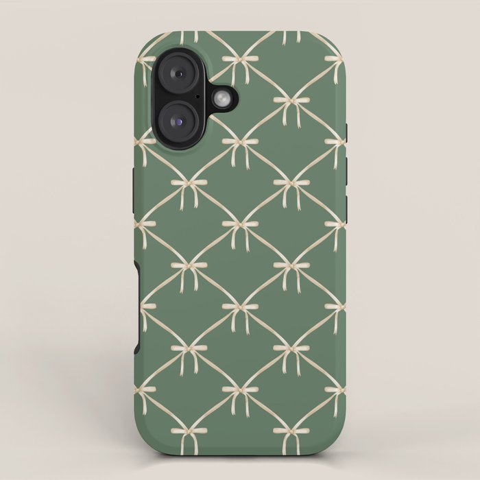 Bows & Ribbons Pattern XXVI Natural Green iPhone Case Gallery Image 1