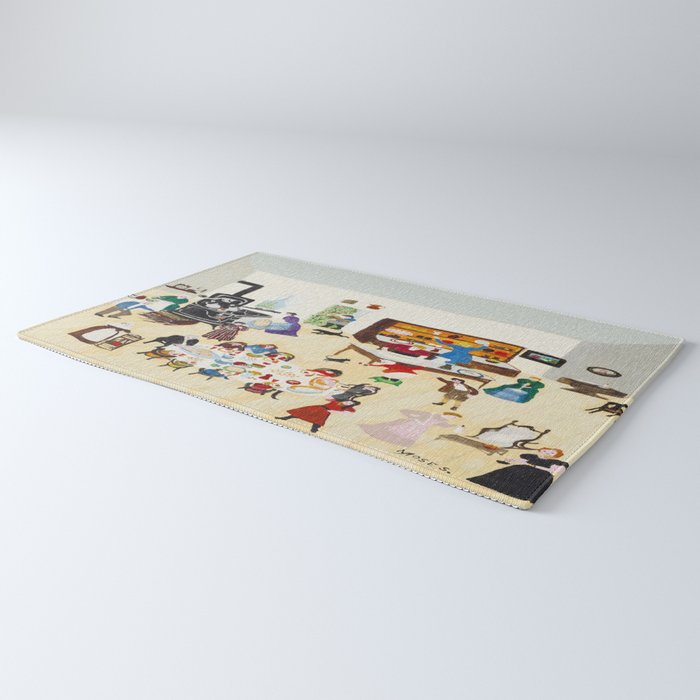 Anna Mary Robertson 'Grandma' Moses Thanksgiving American Folk Art Rug Gallery Image 3