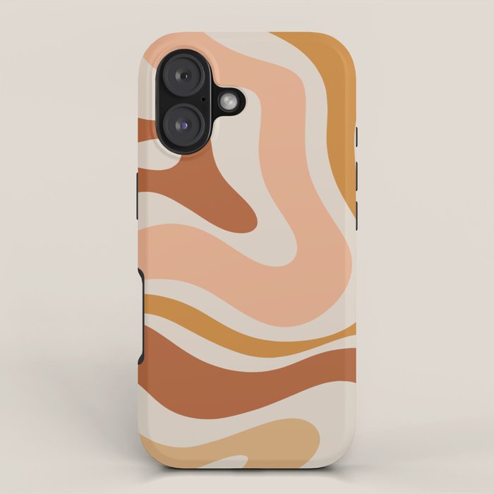 Modern Retro Liquid Swirl Abstract Square in Terracotta Earth Tones iPhone Case Gallery Image 1