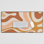 Modern Retro Liquid Swirl Abstract Square in Terracotta Earth Tones Desk Mat Gallery Image 1