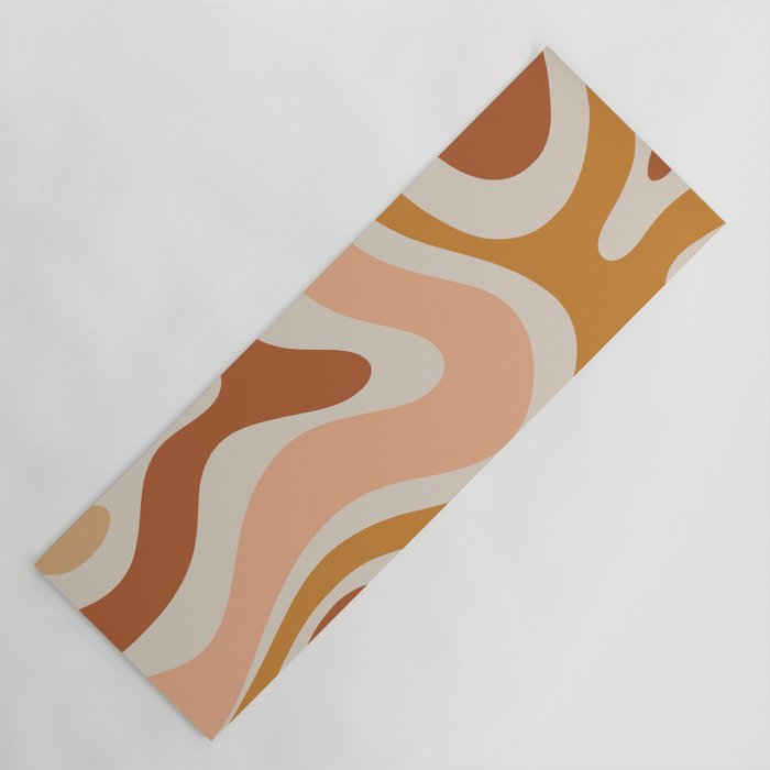 Modern Retro Liquid Swirl Abstract Square in Terracotta Earth Tones Yoga Mat Gallery Image 1