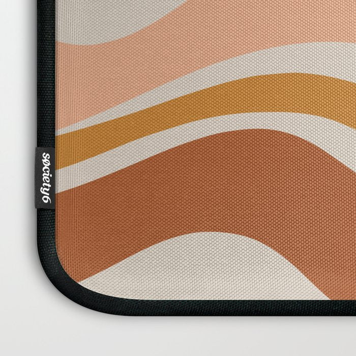 Modern Retro Liquid Swirl Abstract Square in Terracotta Earth Tones Laptop Sleeve Gallery Image 3