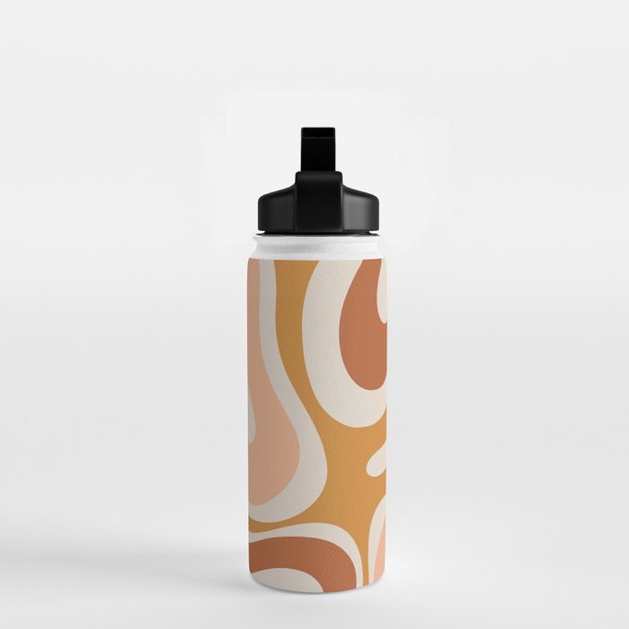 Modern Retro Liquid Swirl Abstract Square in Terracotta Earth Tones Water Bottle Gallery Image 2