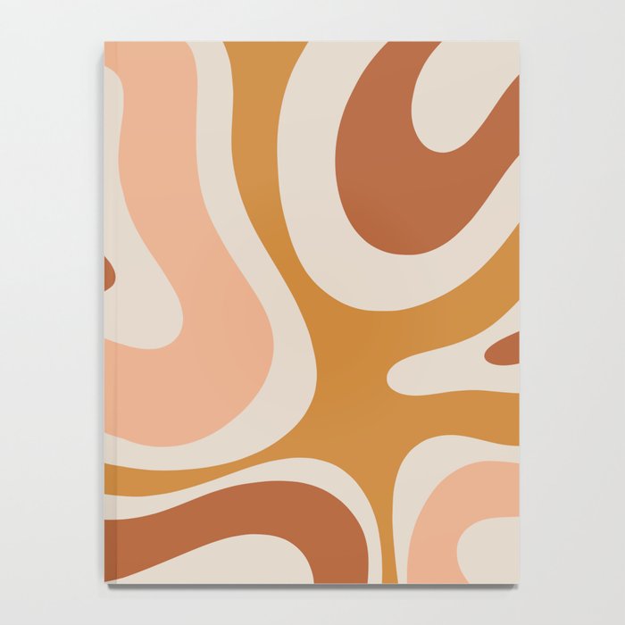 Modern Retro Liquid Swirl Abstract Square in Terracotta Earth Tones Notebook Gallery Image 4