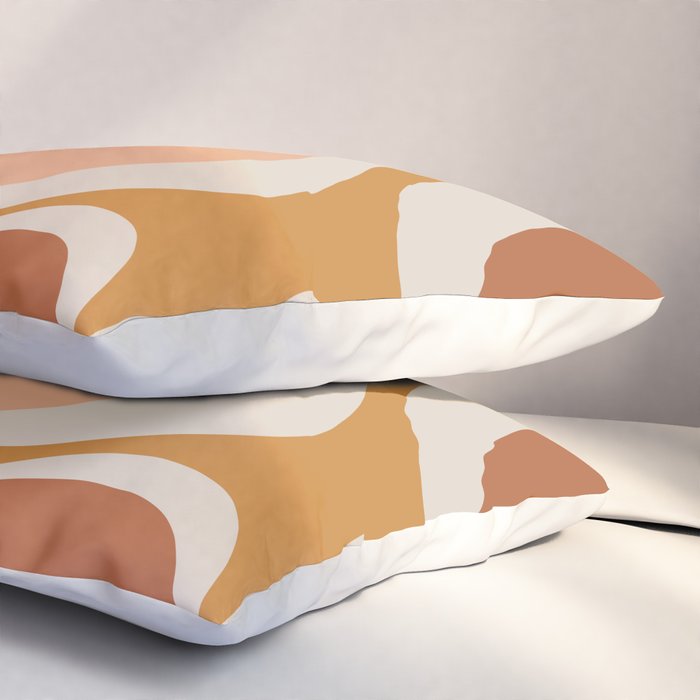 Modern Retro Liquid Swirl Abstract Square in Terracotta Earth Tones Pillow Sham Gallery Image 3