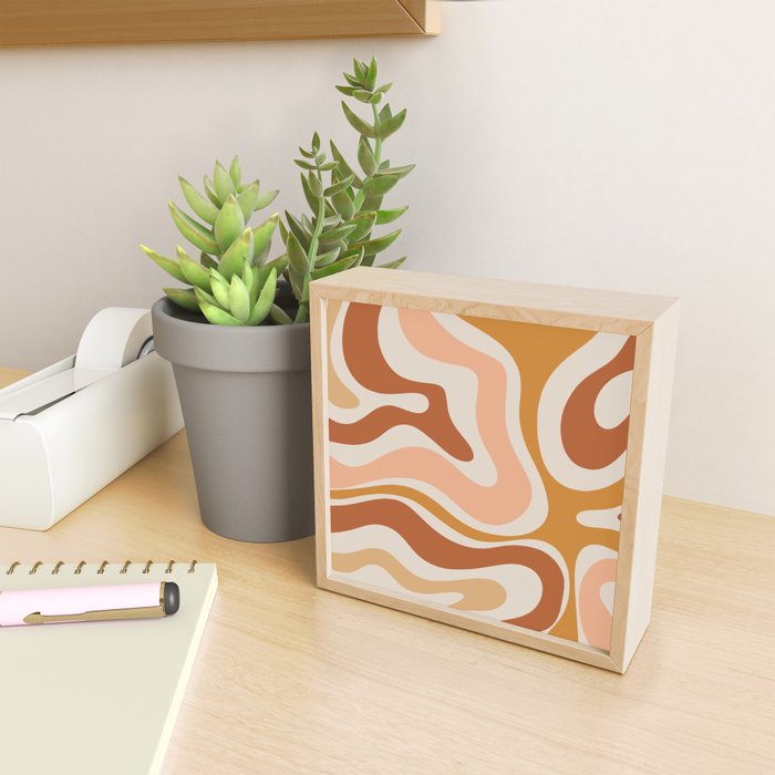 Modern Retro Liquid Swirl Abstract Square in Terracotta Earth Tones Mini Art Print Gallery Image 2