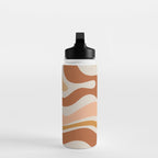 Modern Retro Liquid Swirl Abstract Square in Terracotta Earth Tones Water Bottle Gallery Image 3