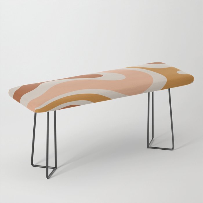 Modern Retro Liquid Swirl Abstract Square in Terracotta Earth Tones Bench Gallery Image 1