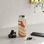 Modern Retro Liquid Swirl Abstract Square in Terracotta Earth Tones Water Bottle Gallery Image 4