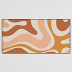 Modern Retro Liquid Swirl Abstract Square in Terracotta Earth Tones Desk Mat Gallery Image 3