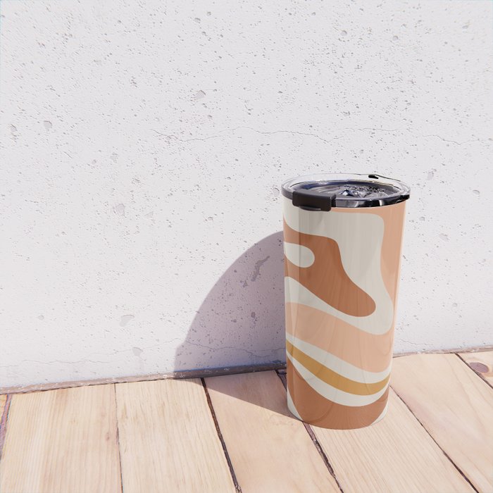 Modern Retro Liquid Swirl Abstract Square in Terracotta Earth Tones Travel Mug Gallery Image 4