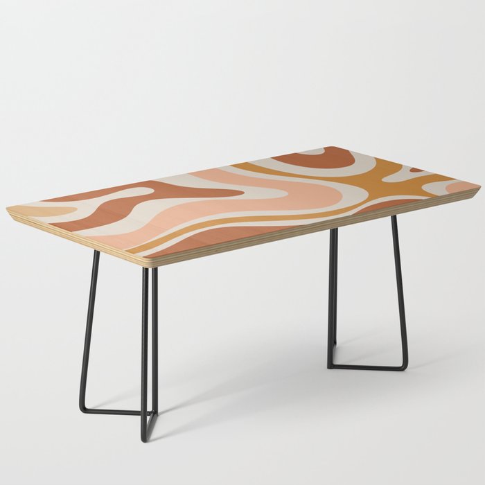 Modern Retro Liquid Swirl Abstract Square in Terracotta Earth Tones Coffee Table Gallery Image 1