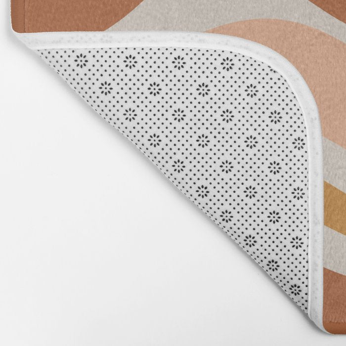 Modern Retro Liquid Swirl Abstract Square in Terracotta Earth Tones Bath Mat Gallery Image 2