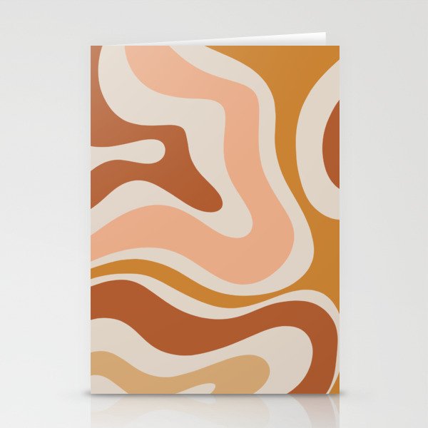 Modern Retro Liquid Swirl Abstract Square in Terracotta Earth Tones Stationery Card Gallery Image 1
