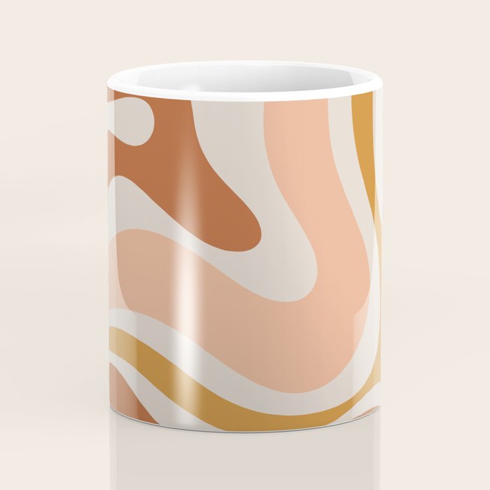 Modern Retro Liquid Swirl Abstract Square in Terracotta Earth Tones Coffee Mug Gallery Image 4