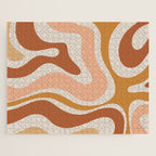 Modern Retro Liquid Swirl Abstract Square in Terracotta Earth Tones Jigsaw Puzzle Gallery Image 1