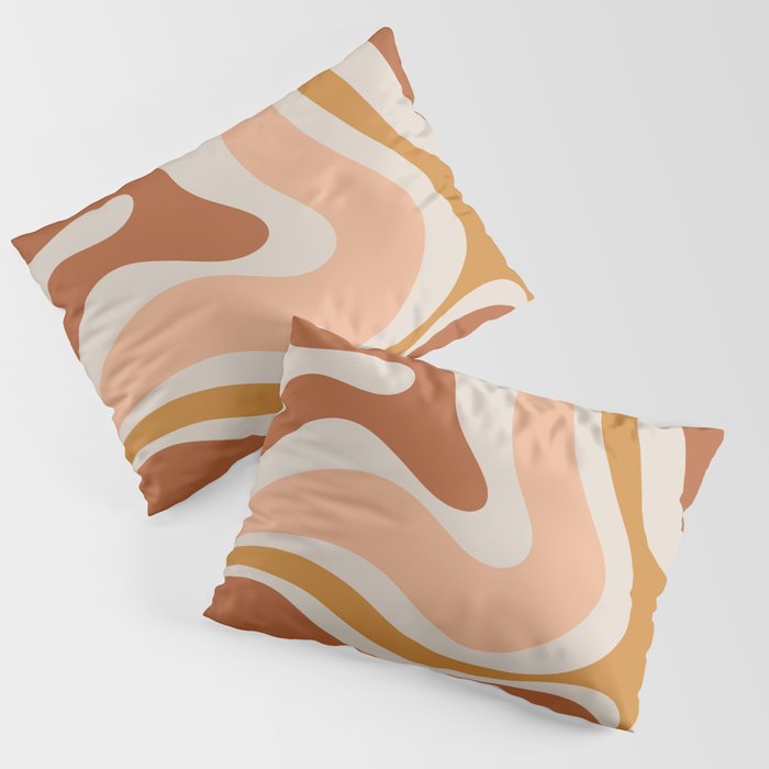 Modern Retro Liquid Swirl Abstract Square in Terracotta Earth Tones Pillow Sham Gallery Image 1