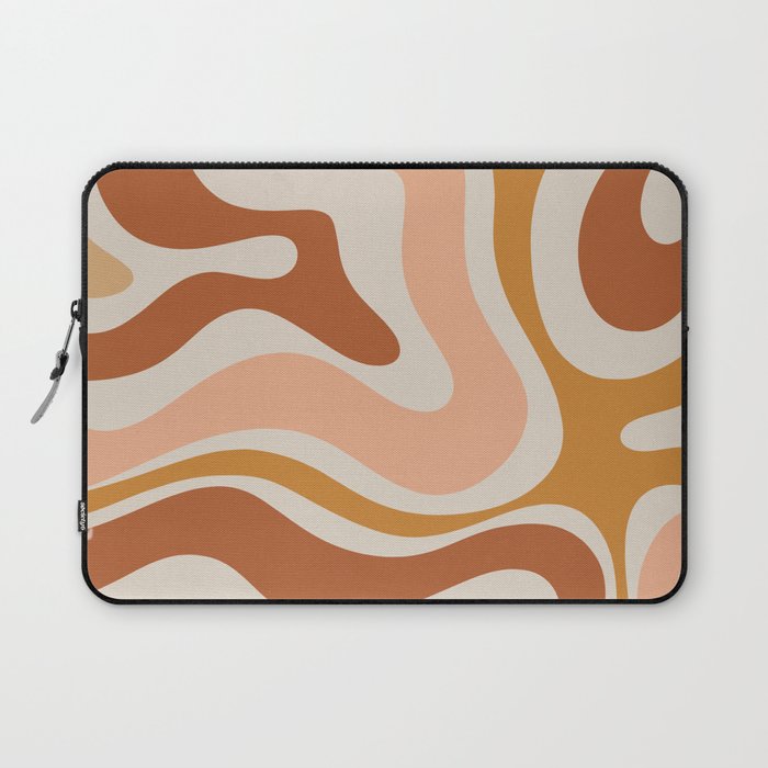 Modern Retro Liquid Swirl Abstract Square in Terracotta Earth Tones Laptop Sleeve Gallery Image 1