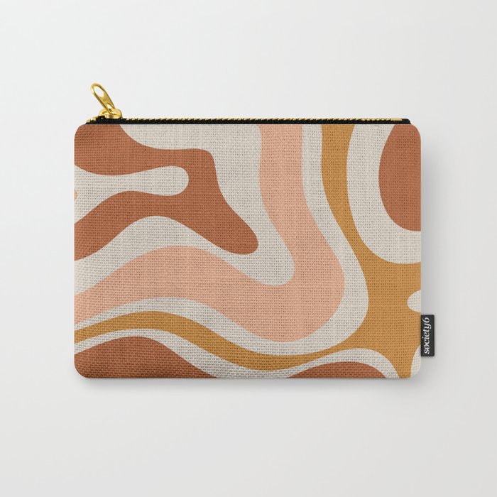 Modern Retro Liquid Swirl Abstract Square in Terracotta Earth Tones Carry All Pouch Gallery Image 1