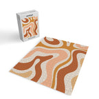 Modern Retro Liquid Swirl Abstract Square in Terracotta Earth Tones Jigsaw Puzzle Gallery Image 2