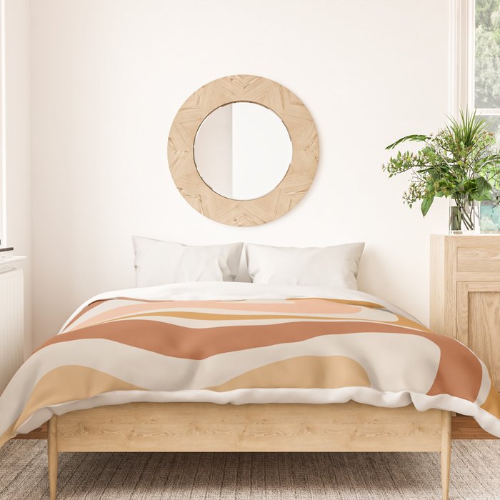 Modern Retro Liquid Swirl Abstract Square in Terracotta Earth Tones Duvet Cover Gallery Image 3