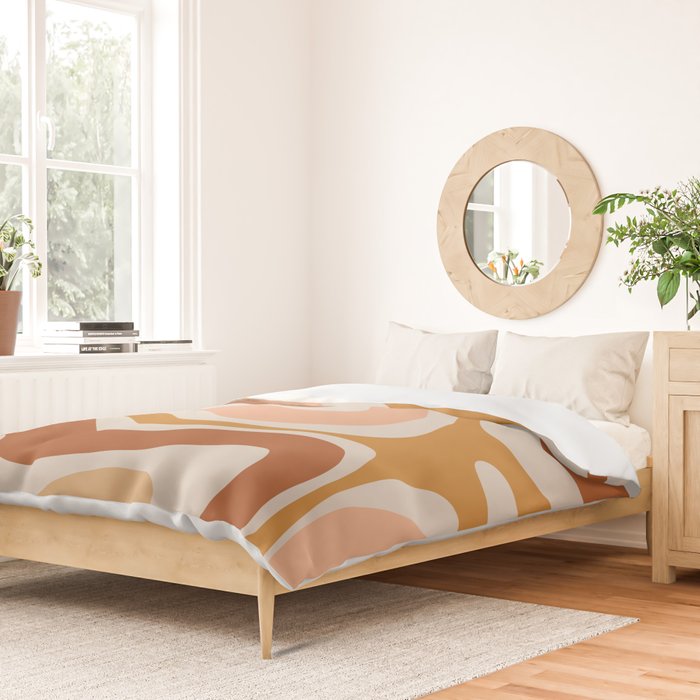 Modern Retro Liquid Swirl Abstract Square in Terracotta Earth Tones Duvet Cover Gallery Image 2
