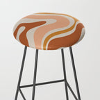 Modern Retro Liquid Swirl Abstract Square in Terracotta Earth Tones Stool Gallery Image 2