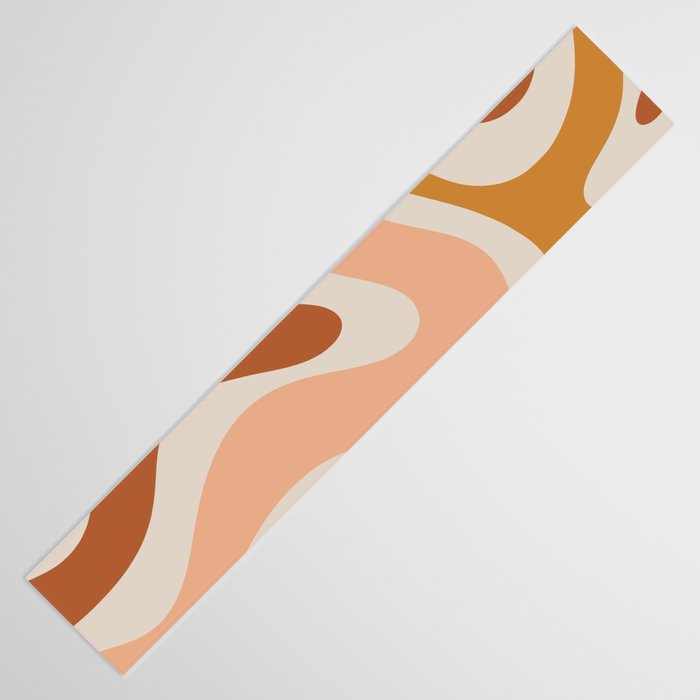 Modern Retro Liquid Swirl Abstract Square in Terracotta Earth Tones Table Runner Gallery Image 3