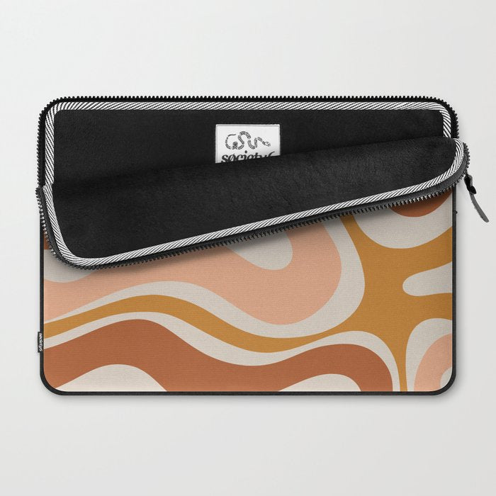 Modern Retro Liquid Swirl Abstract Square in Terracotta Earth Tones Laptop Sleeve Gallery Image 2