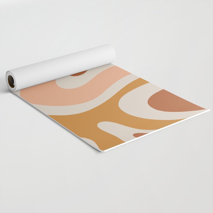 Modern Retro Liquid Swirl Abstract Square in Terracotta Earth Tones Yoga Mat Gallery Image 2