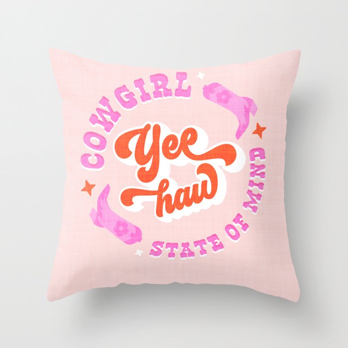 Yee Haw Cowgirl State of Mind Throw Pillow Gallery Image 6